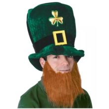 Chapéu Cartola Saint Patrick´s Day C/ Barba Irish Leprechaun