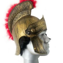 Capacete Guerreiro Romano Gladiador com Plumas e Laterais
